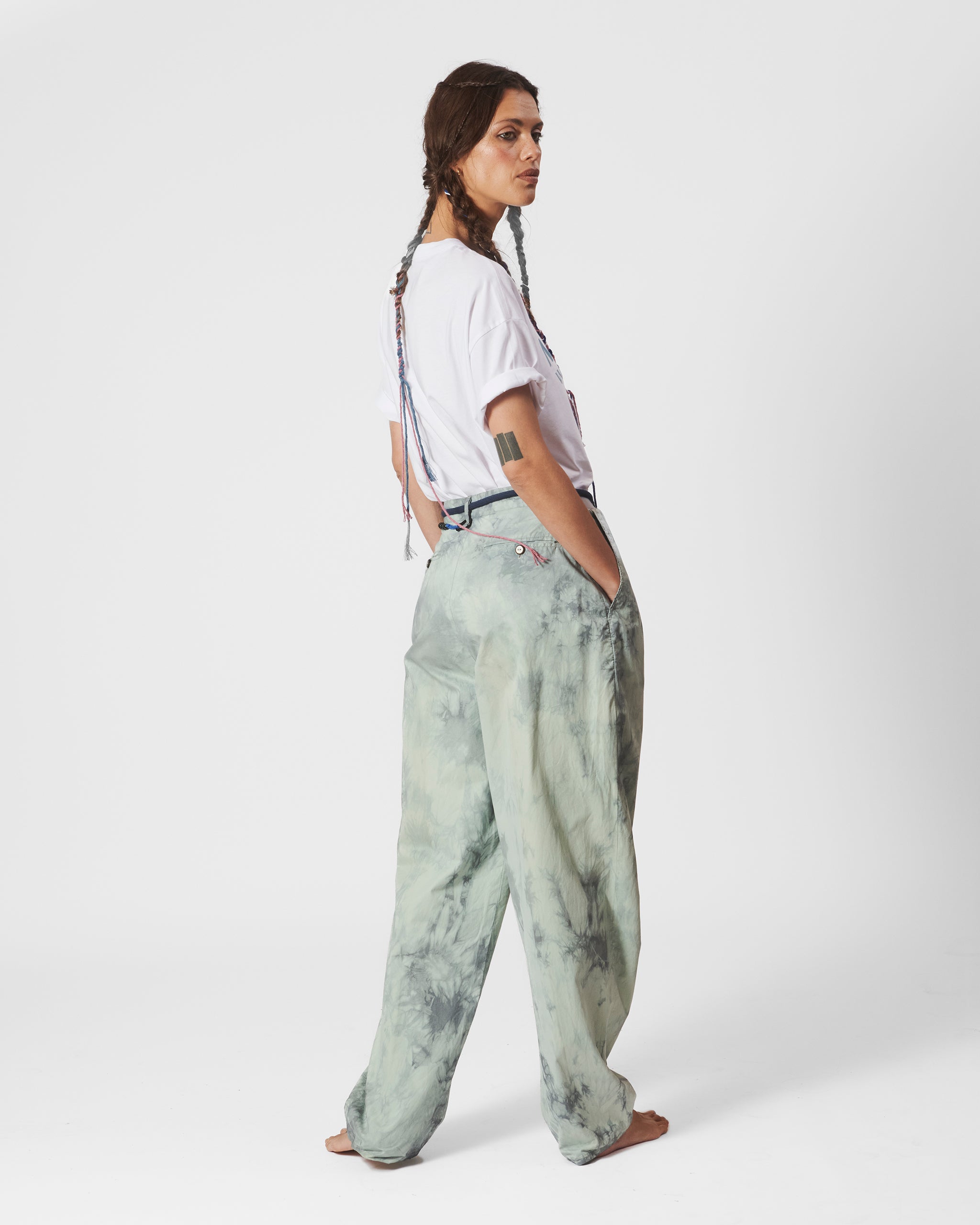 VINTAGE TROUSERS 2 GREEN TIE DYE