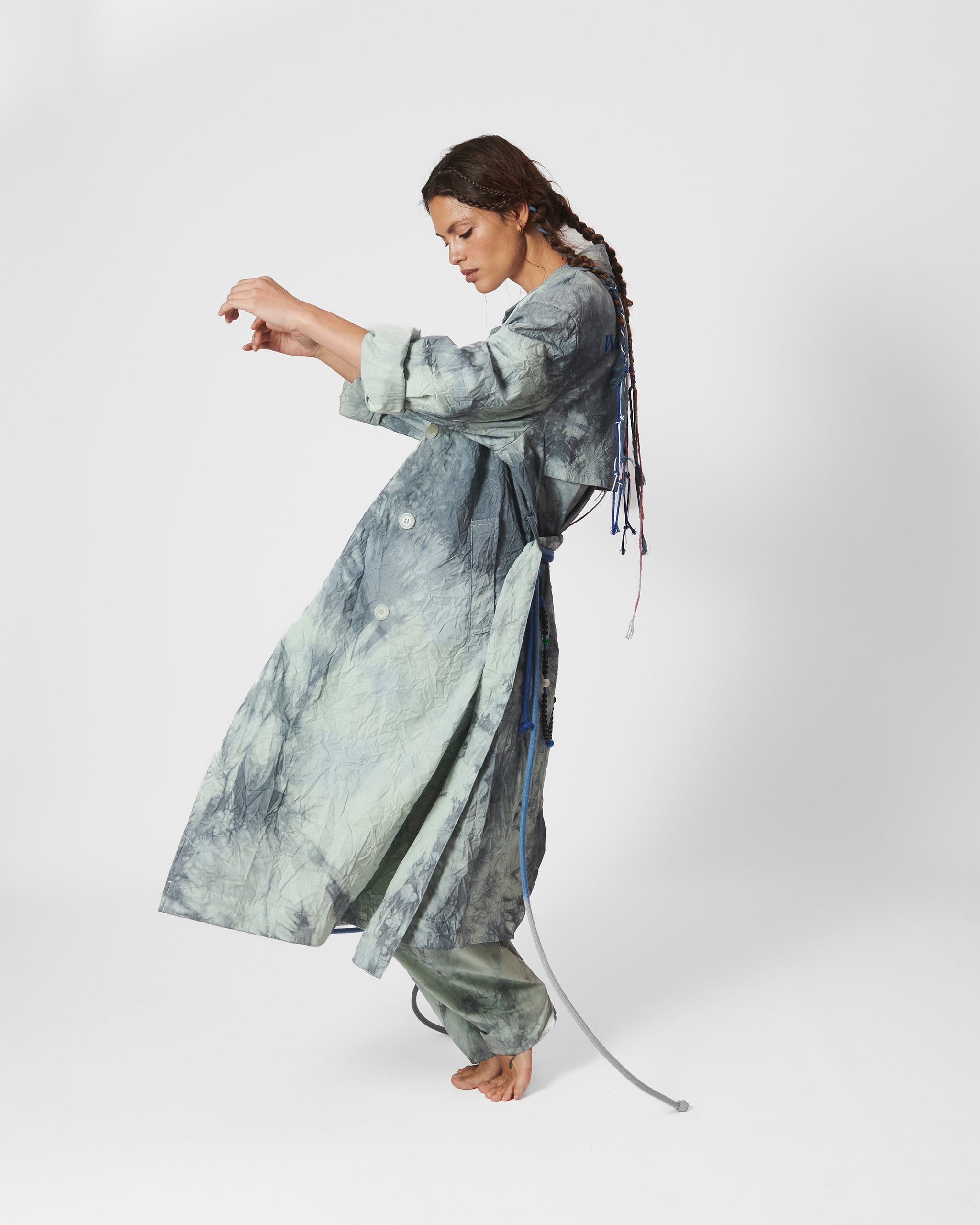 COAT WORKERS GREEN TIE DYE