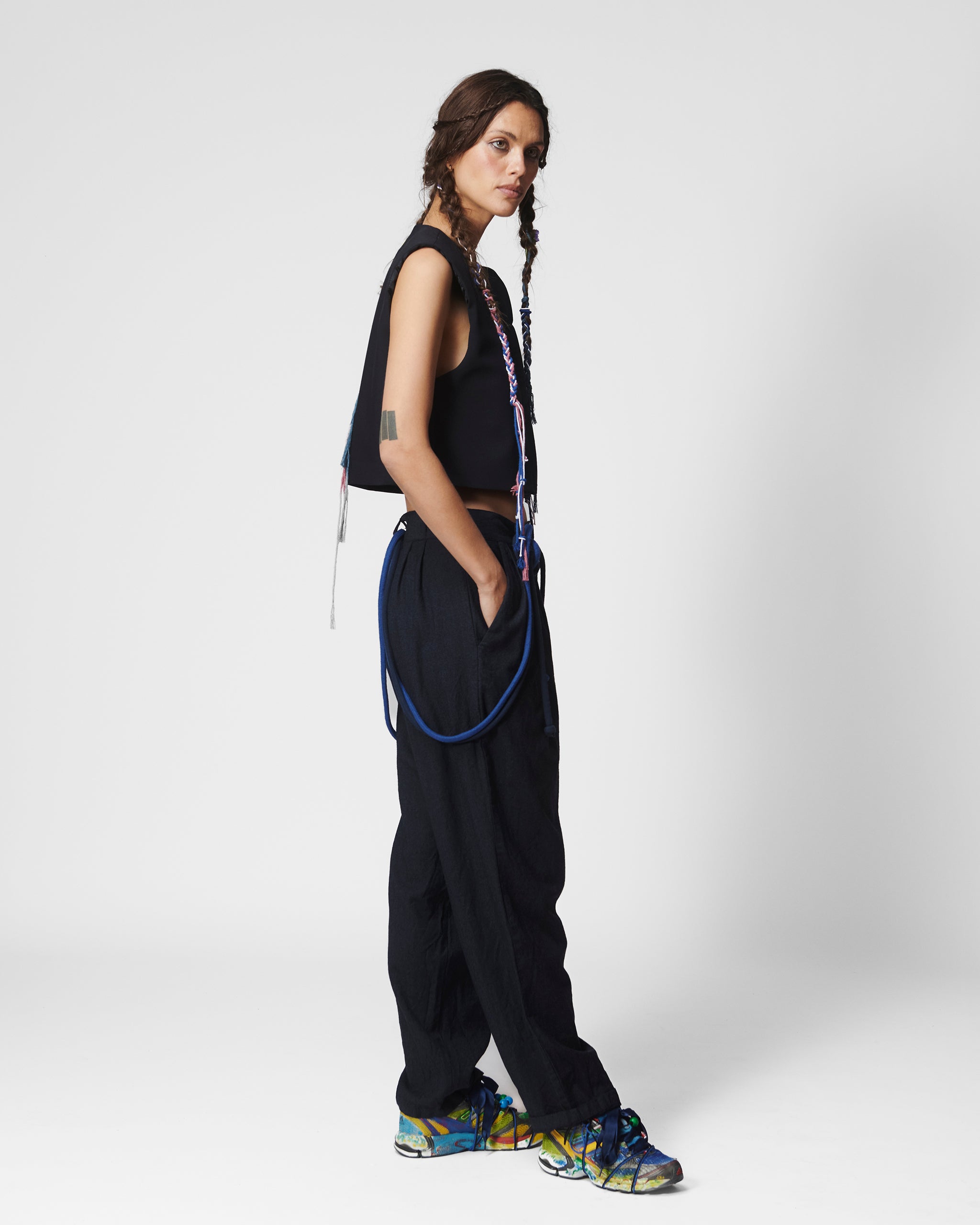 VINTAGE 1 DARK BLUE WOOL TROUSERS