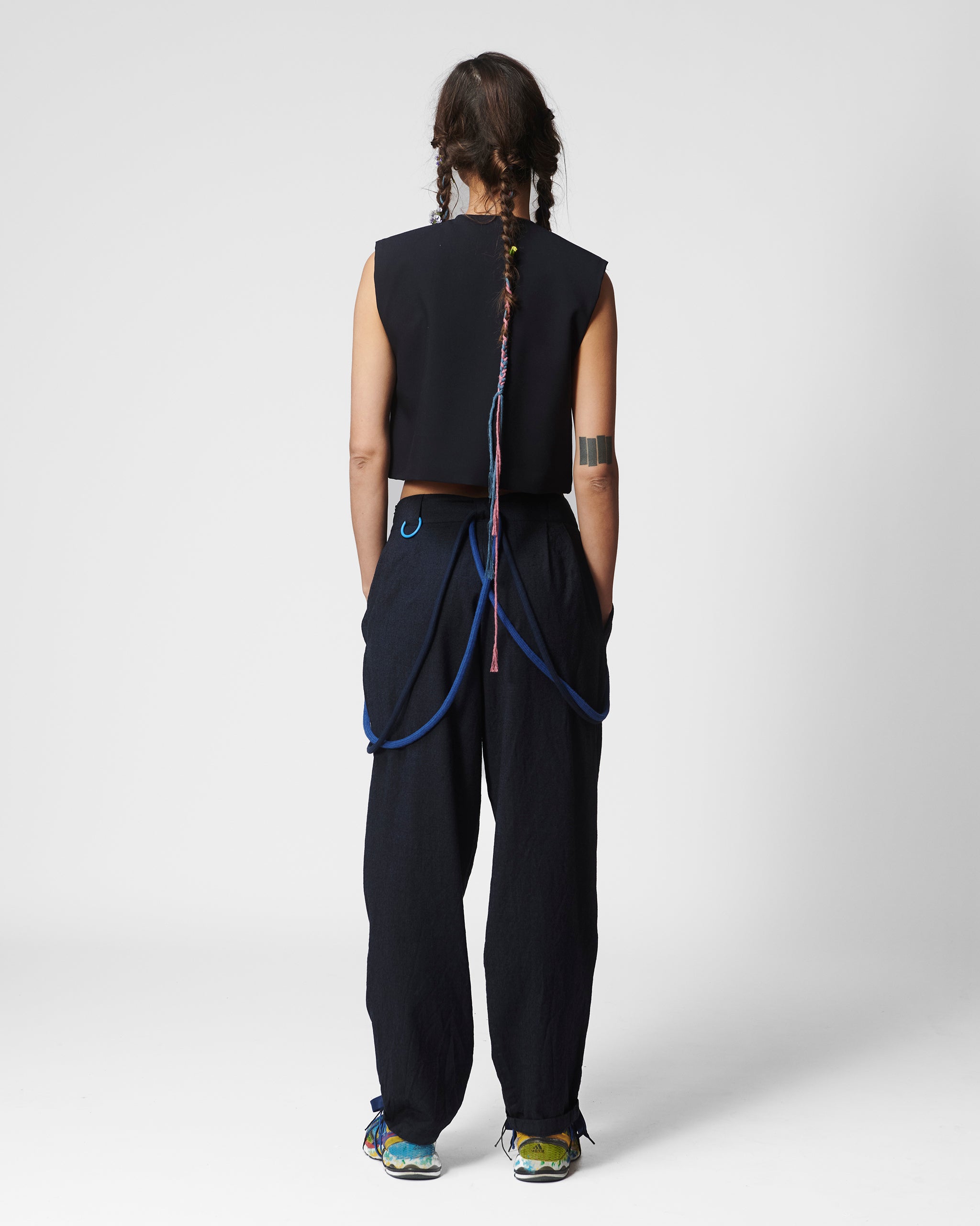 VINTAGE 1 DARK BLUE WOOL TROUSERS