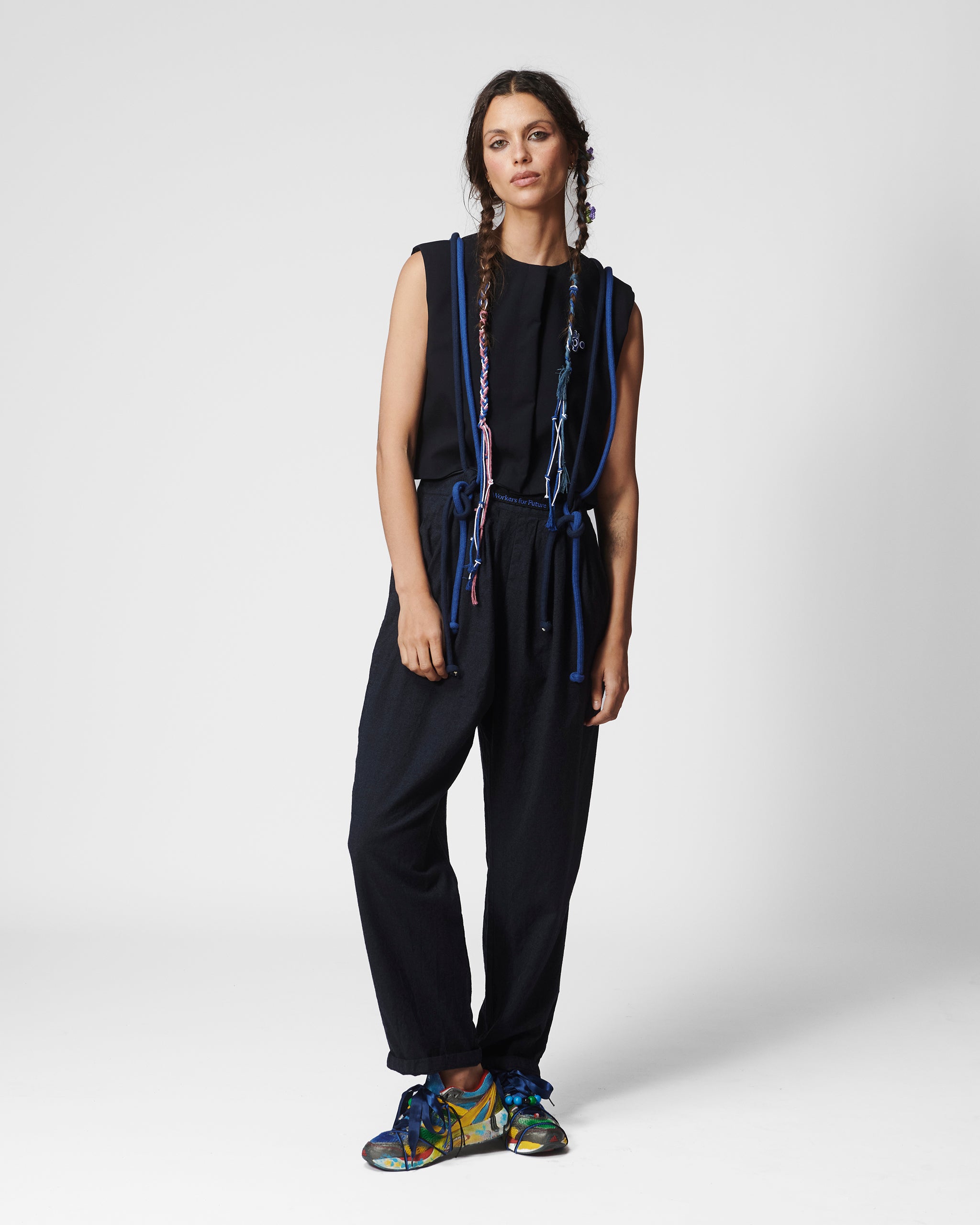 VINTAGE 1 DARK BLUE WOOL TROUSERS