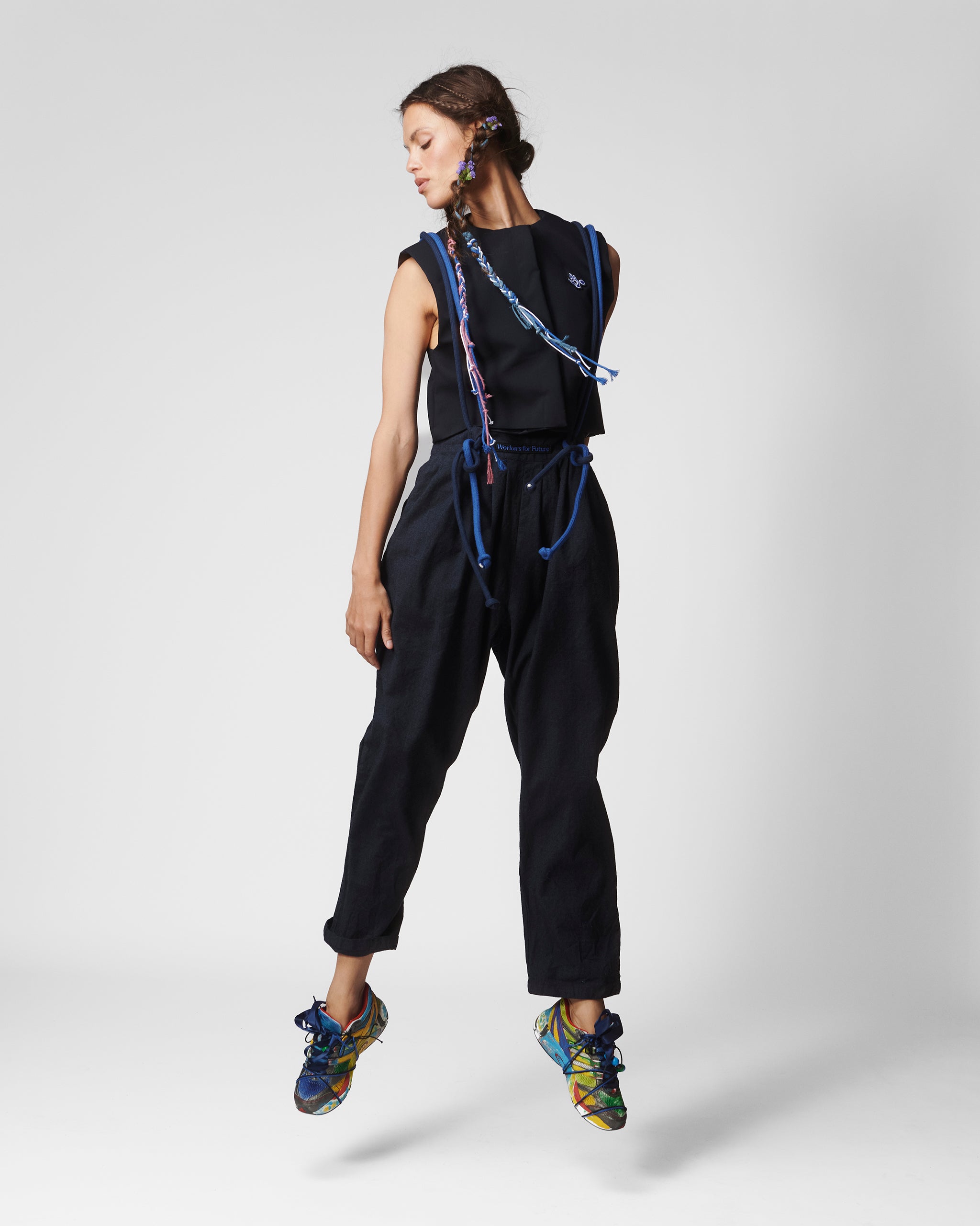 VINTAGE 1 DARK BLUE WOOL TROUSERS